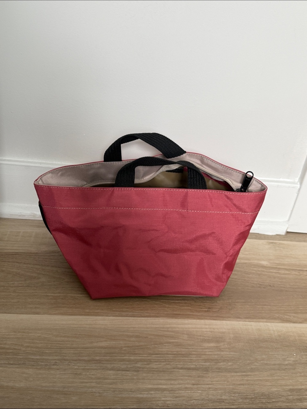 Hervé Chapelier Two Tone Pink Mini Zip Nylon Tote Bag